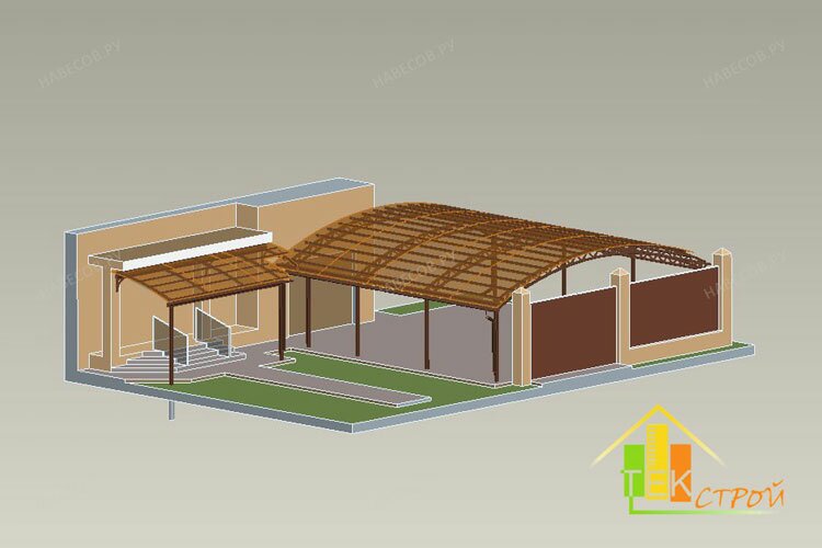 Проект нескольких навесов во дворе